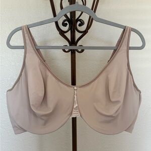 Breezies 42DD Underwire Bra Taupe Beige Lace Detail
